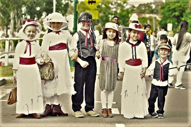 Kids dressed up at the Mary Poppins Festival