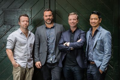 The four chaps overlooking the new tavern, from left to right: Steve McDermott, Julian Train, Mikey Enright, David Nguyen Luu. Image: Supplied