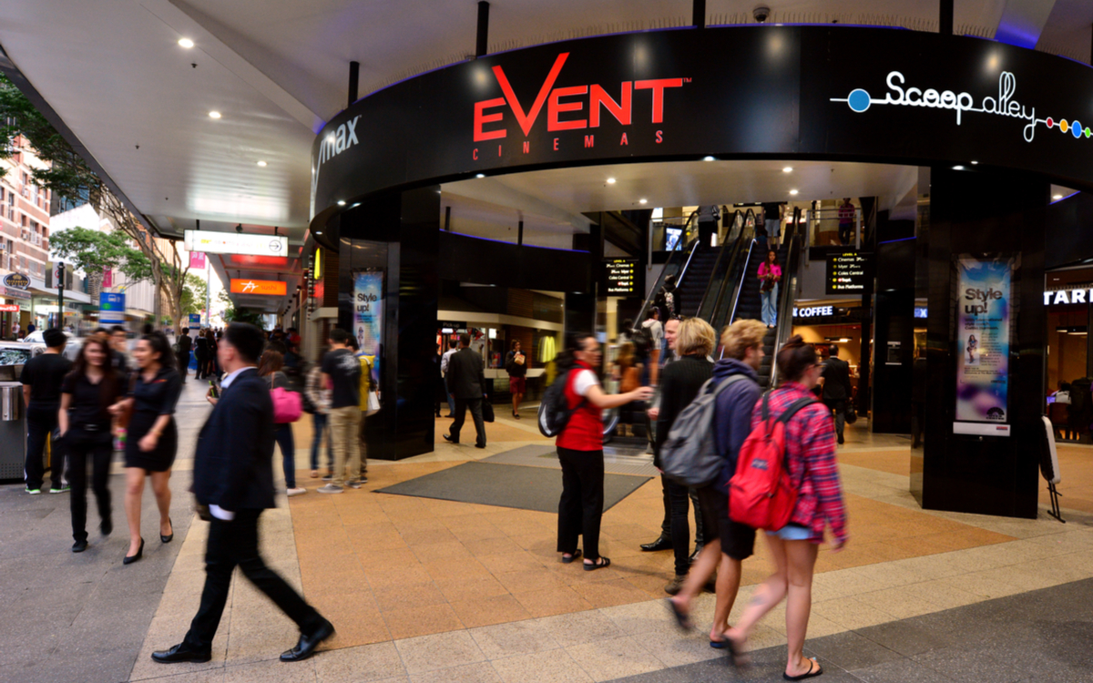 Event Cinemas at Queen Street Mall, Brisbane. Photographed by: ChameleonsEye. Image via Shutterstock.