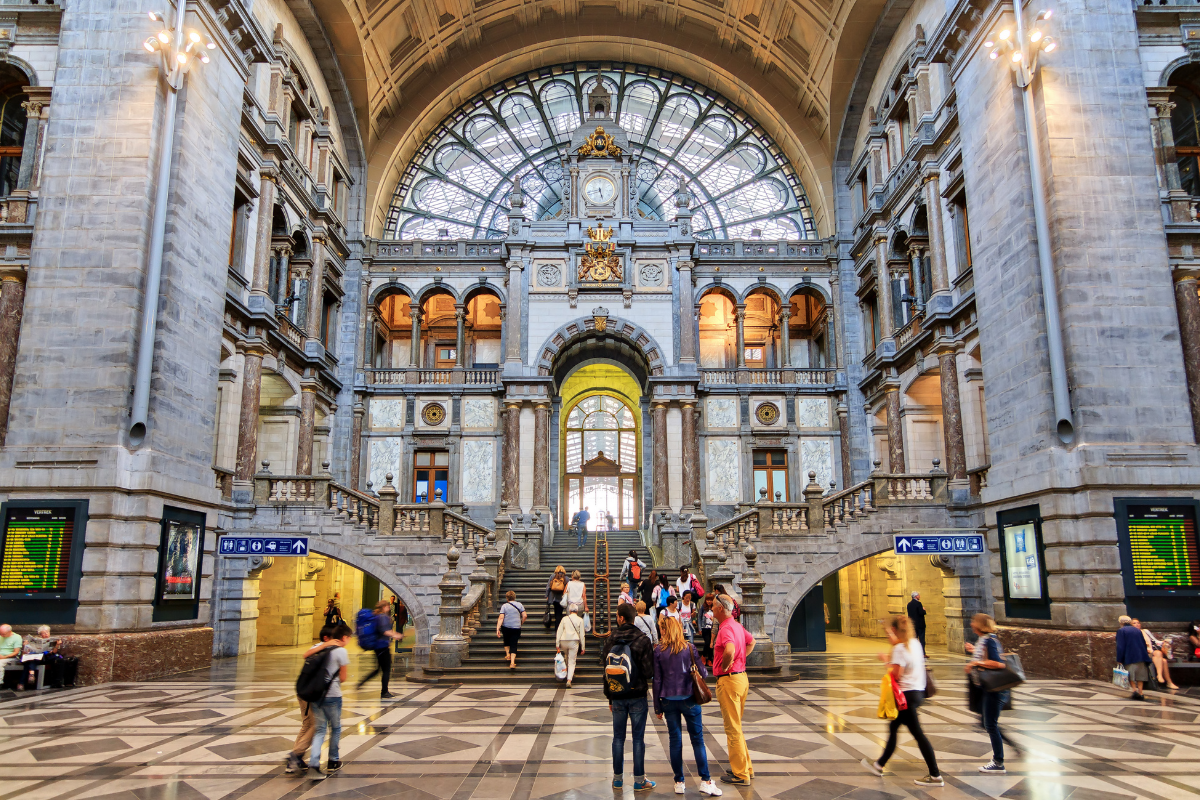 The World's Top 10 Most Beautiful and Famous Train Stations. Antwerpen-Centraal, Antwerpen, Belgium. Photographed by Dennis van de Water. Image via Shutterstock.