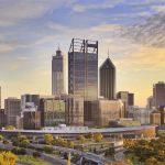 Perth City CBD sunset. Photographed by Taras Vyshnya. Image via Shutterstock