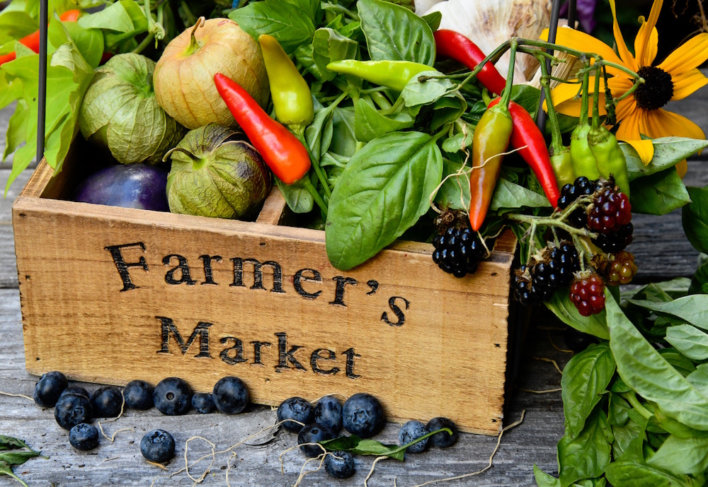 Farmers Market goods. Image by Shelley Pauls via Unsplash.