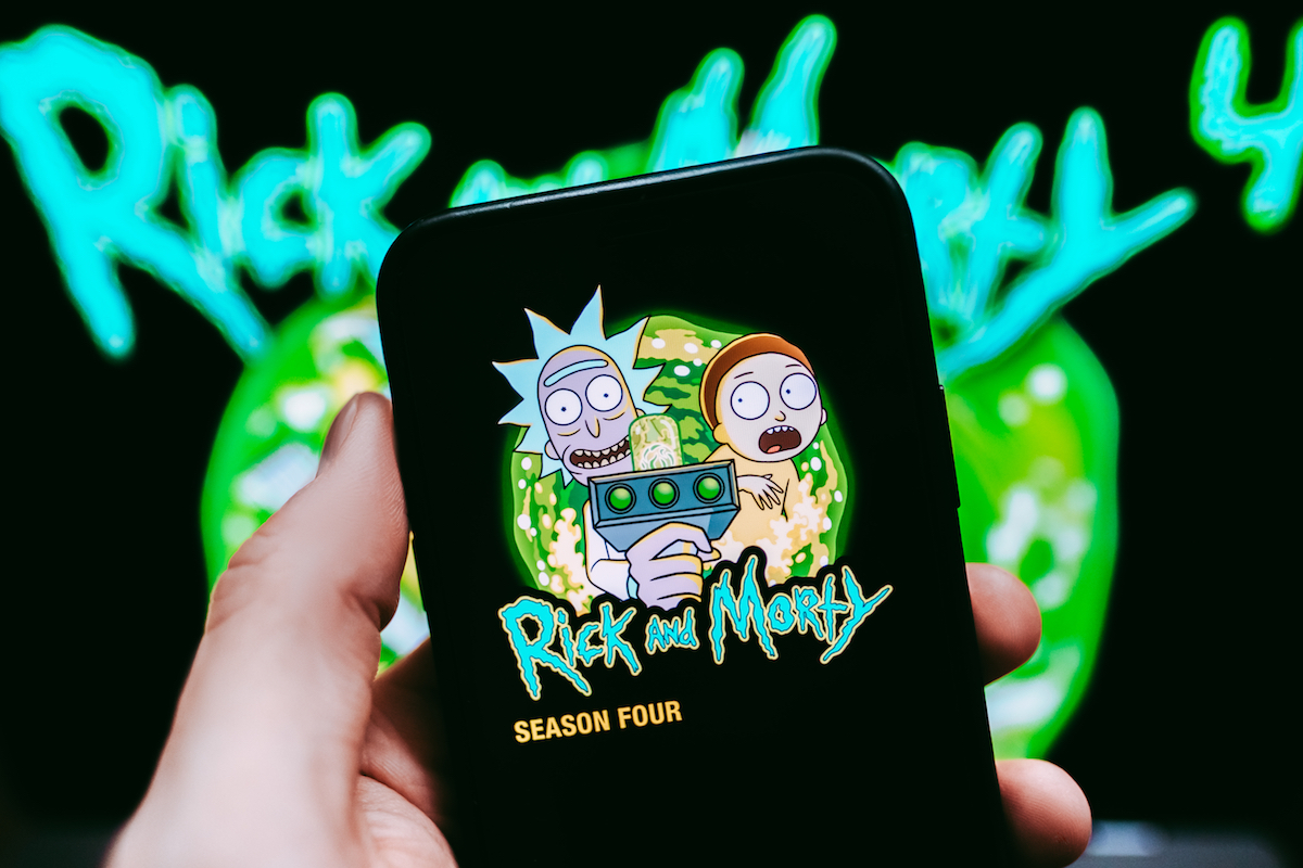 Rick and Morty on Phone. Imaeg by Nikkimeel via Shutterstock.
