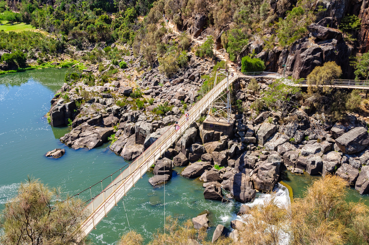 Alexandra Suspension Bridge Cataract Gorge, Launceston Tasmania. Photographed by lkonya. Image via Shutterstock