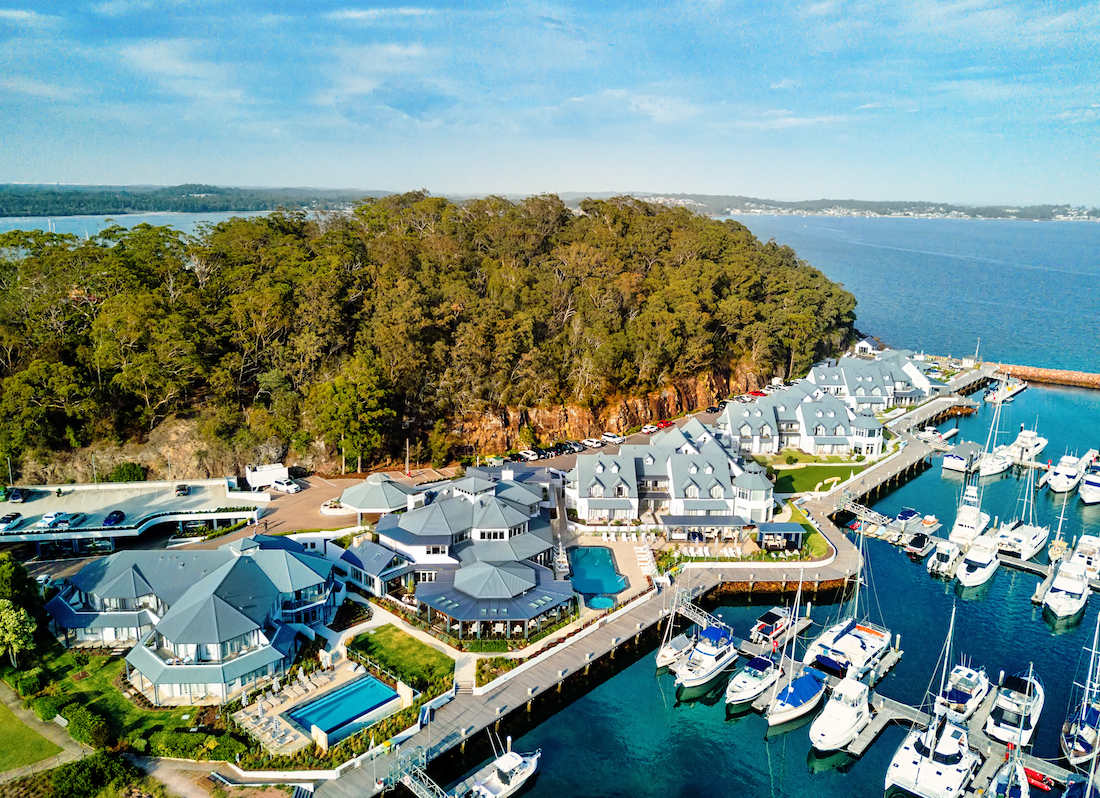 Views of the Anchorage Marina at Port Stephens. Image by Leah-Anne Thompson via Shutterstock.