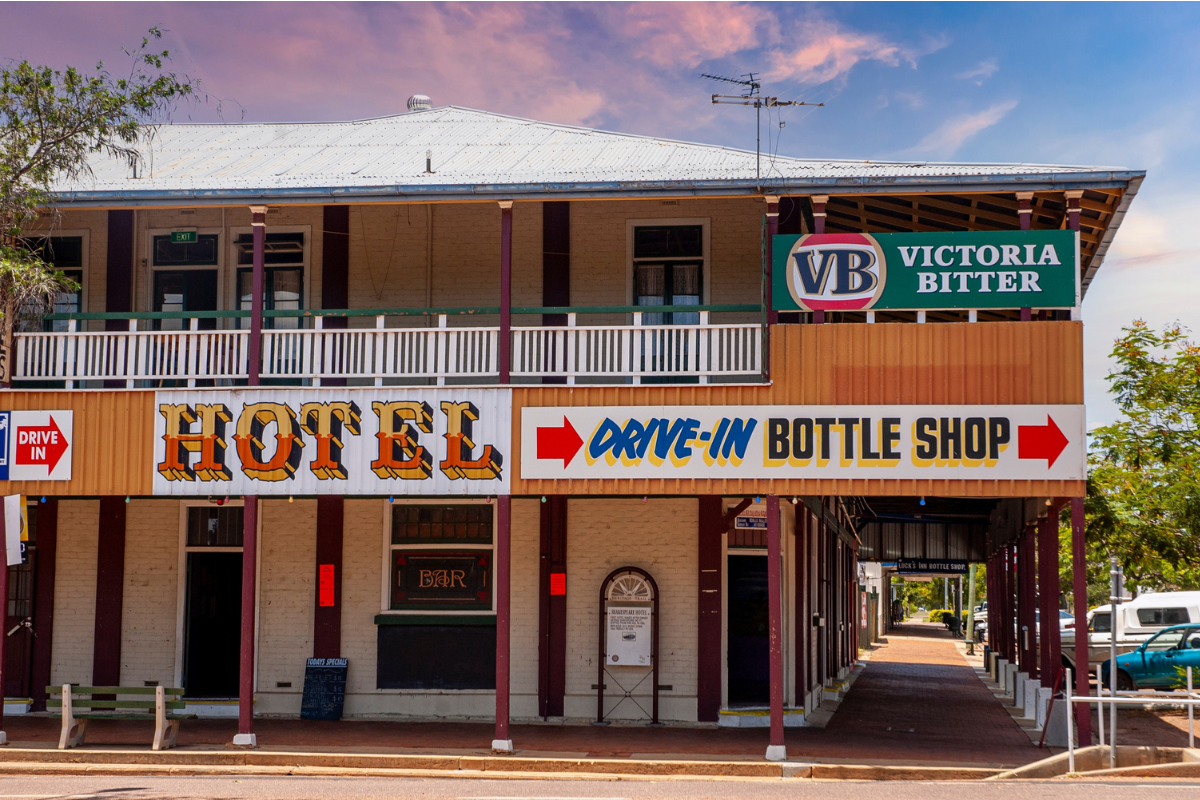 Outback pub in Queensland, Australia. Photography by Paulharding00. Image via Shutterstock