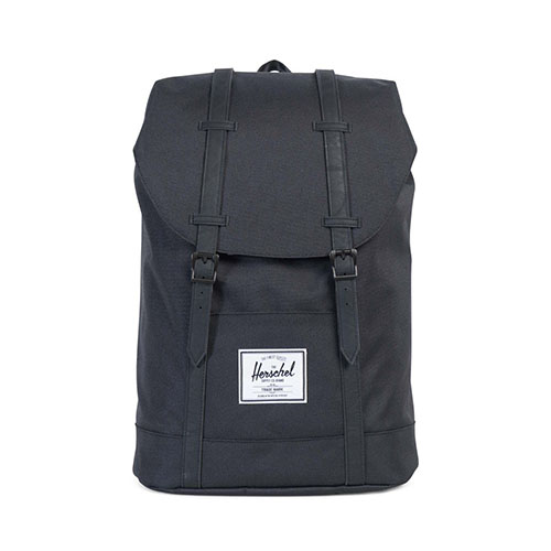 Herschel Supply Co: Retreat Backpack in Black with Rubberised Straps