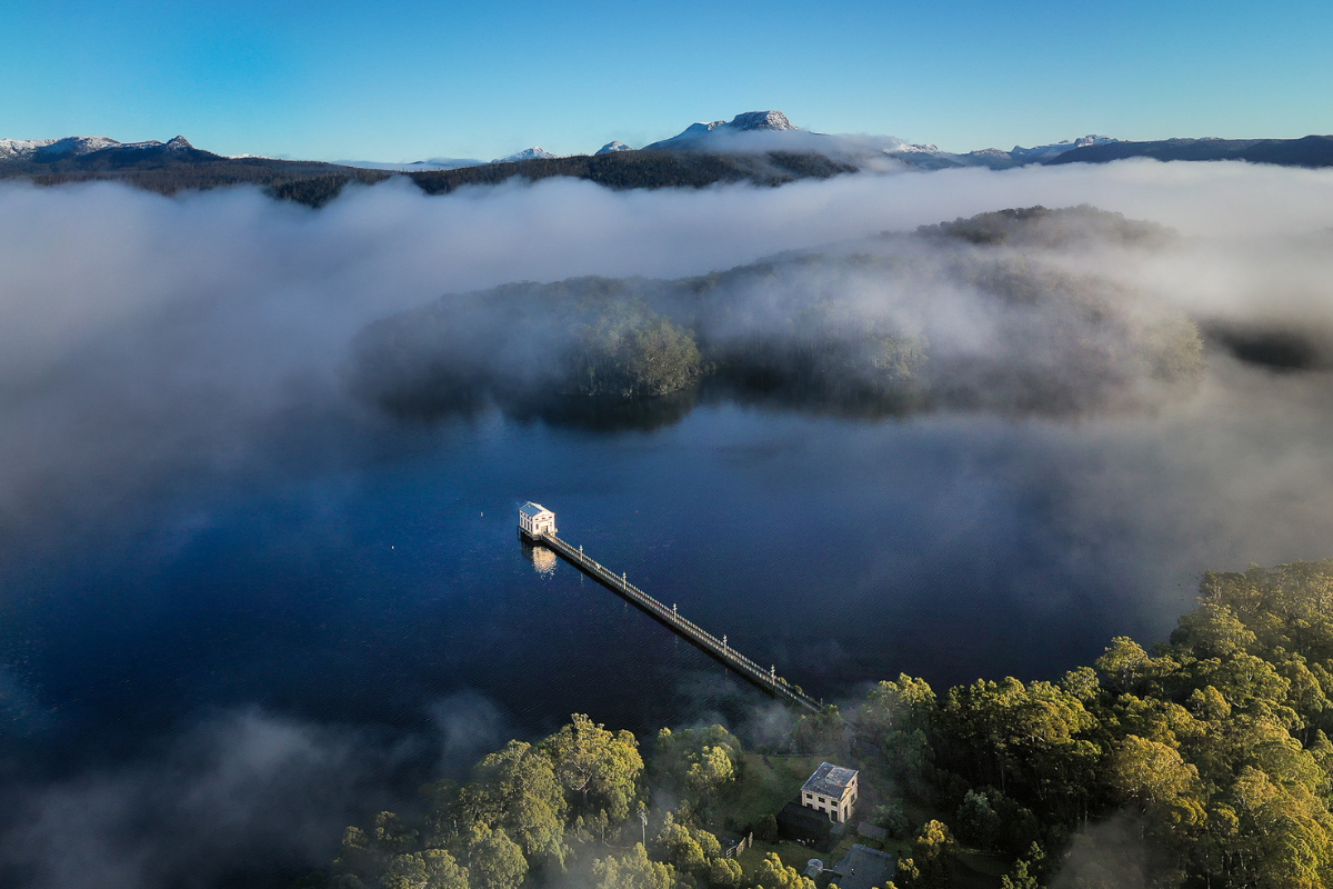 The 10 Best and Most Unique Boutique Hotels in Tasmania. Pumphouse Point, Tasmania. Photographed by Rob Mulally. Image via Tourism Tasmania.
