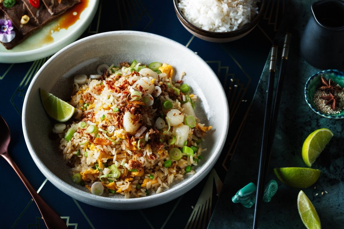 Duck & Rice Scallop, Snow Egg & Chinese Kale Fried Rice