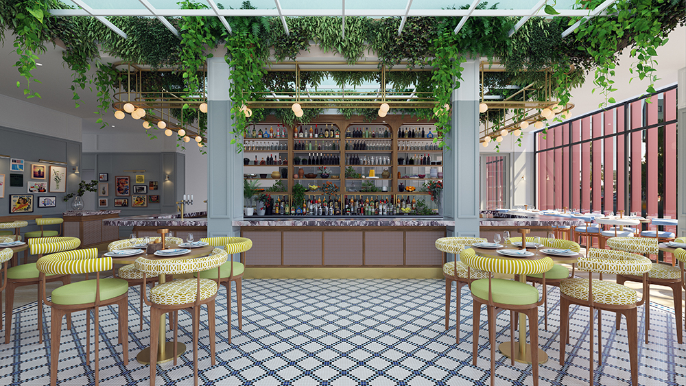Render of bar at Hyde Perth Kitchen + Cocktails. Image supplied