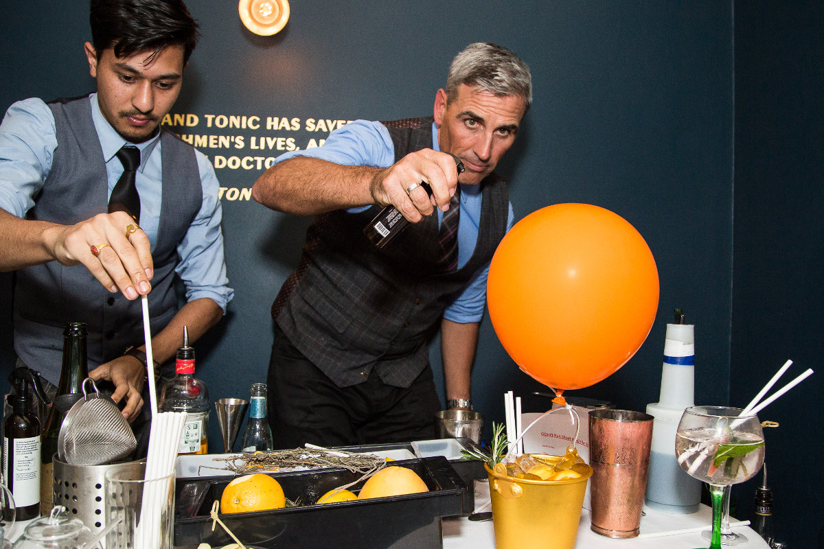 Grant Collins serving up the cocktail Up at Gin Lane. Image: Supplied