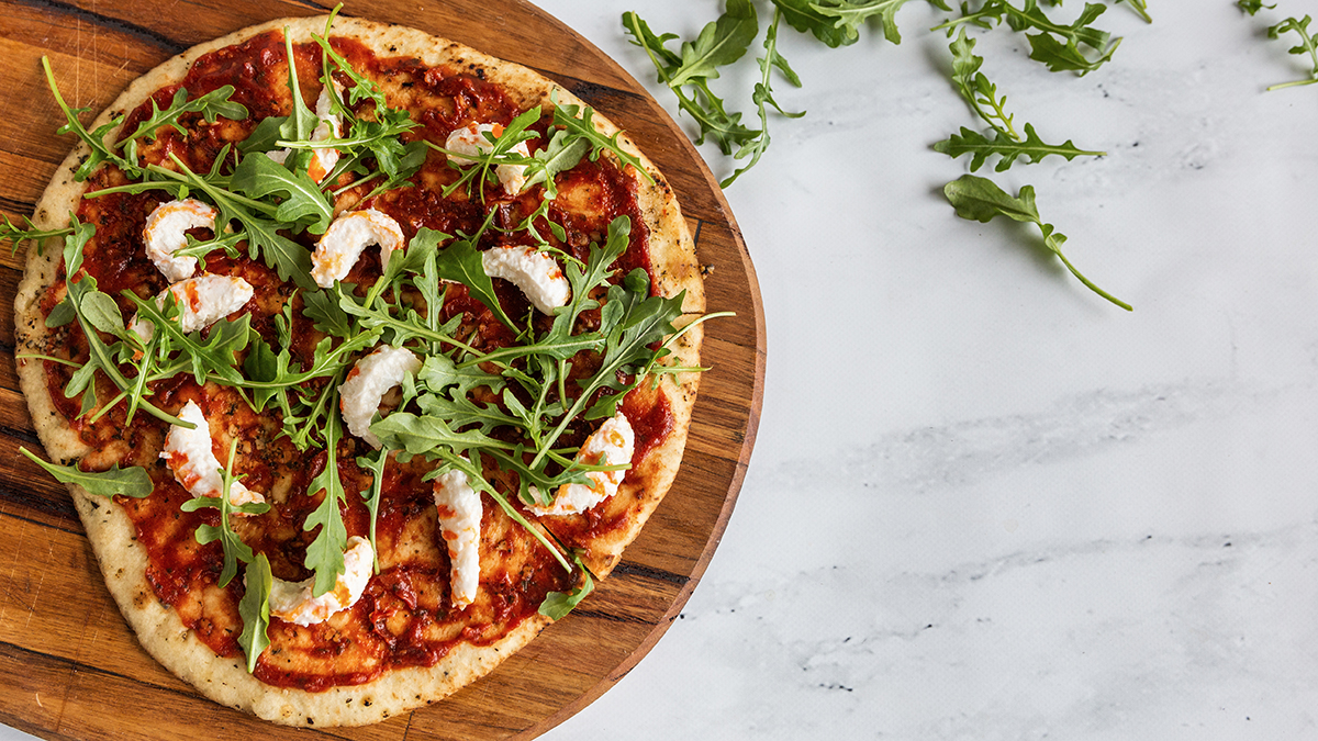 Vegan Prawn Pizza created using Vincent Marketplace products. Image Supplied