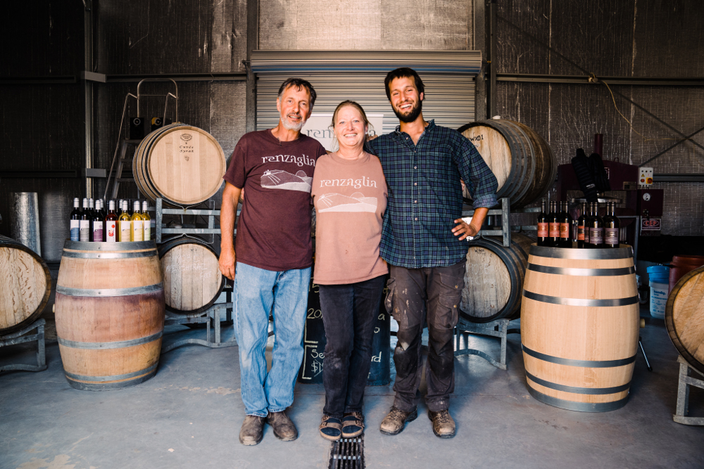 From left to right: Mark Renzaglia, Sandy Renzaglia and Sam Renzaglia. Image: Renzaglia Wines.