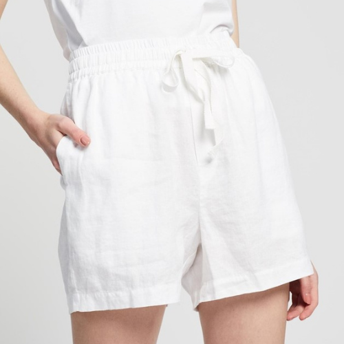 Ease Linen Shorts. Assembly Label. Image via THE ICONIC website.
