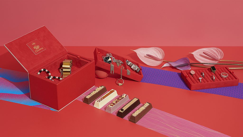 TDE x KitKat Chocolatory. Festive fingers and Jewellery Box. Image supplied