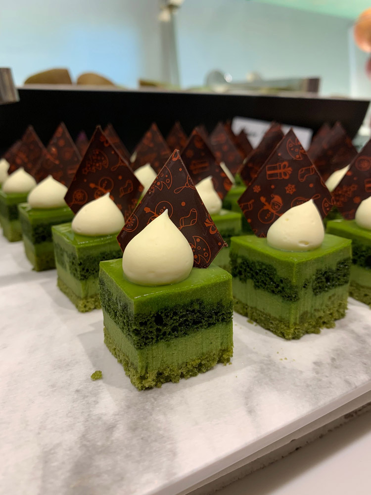 Green Tea Sponge Cake, from the dessert bar of FEAST. Image by Rebecca Cherote for Hunter and Bligh