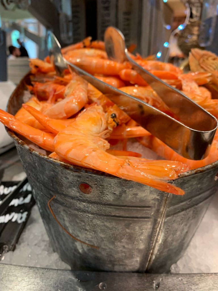 Fresh Prawns from the FEAST seafood buffet. Image via Rebecca Cherote for Hunter and Bligh.