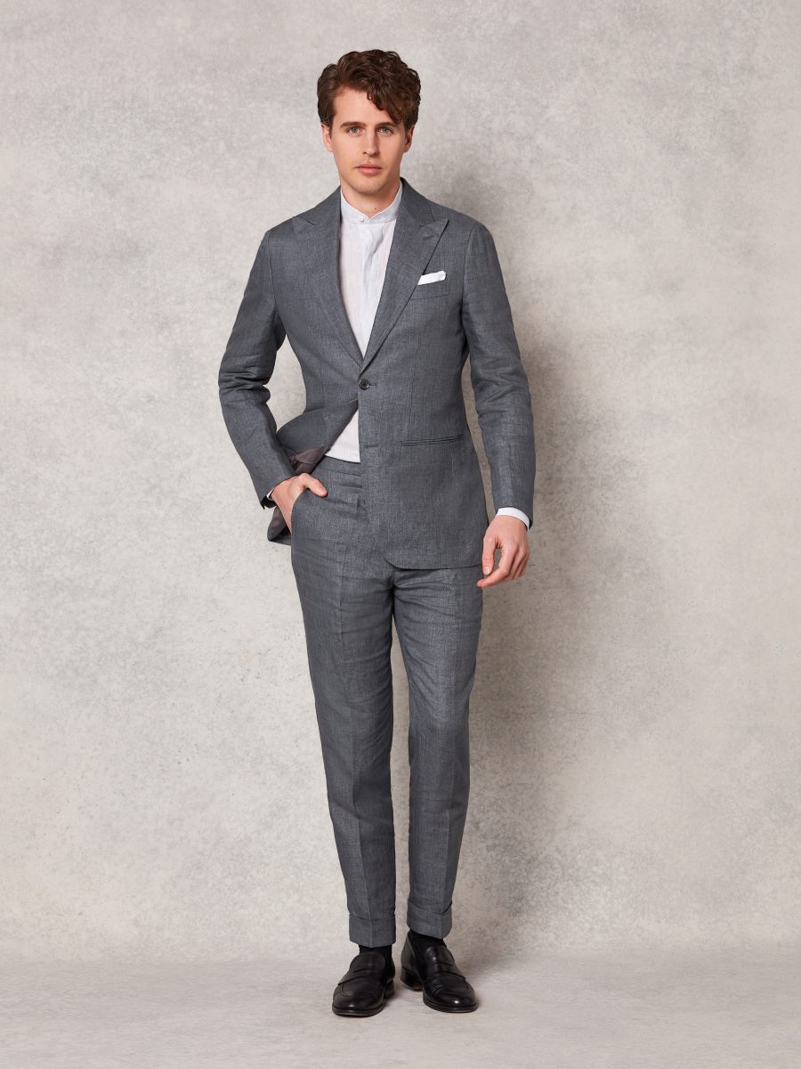 Oscar Hunt Mid Grey Linen 2 Piece Suit. Image supplied