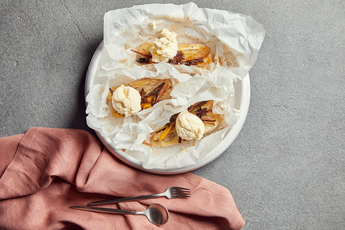 Sean Connolly's Maple Baked BBQ Bananas Recipe. Image supplied