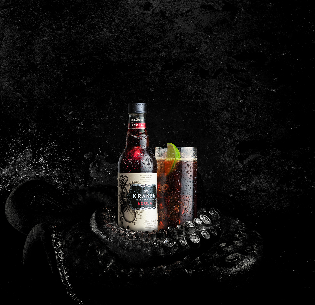 The Kraken Black Spiced Rum. Kraken & Dry. Image supplied.