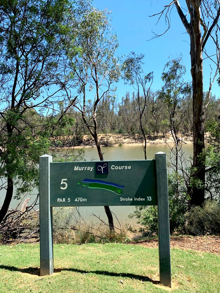 Yarrawonga Mulwala Golf Club Resort. Hole 5, The Murray Course. Image via Rebecca Cherote for Hunter and Bligh