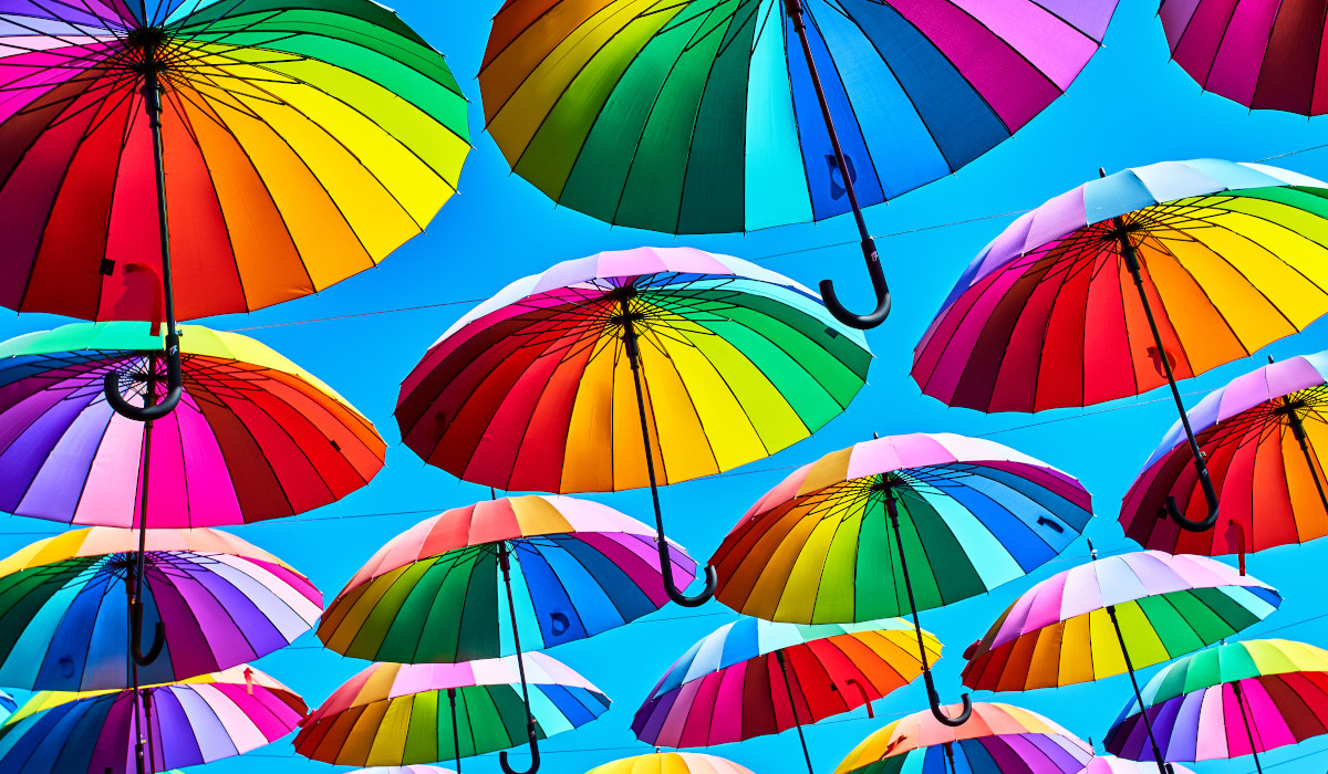 Rainbow Umbrellas. Image: Ewa Studio / Shutterstock