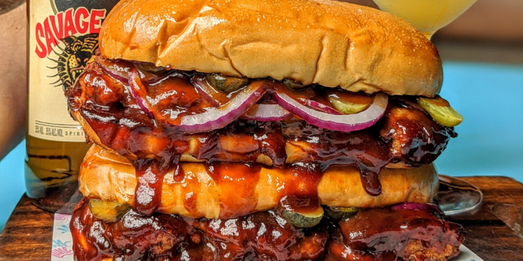 Milky Lane x Sailor Jerry Savage Apple. Sailor Jerry Savage Apple BBQ Rib Burger. Image supplied