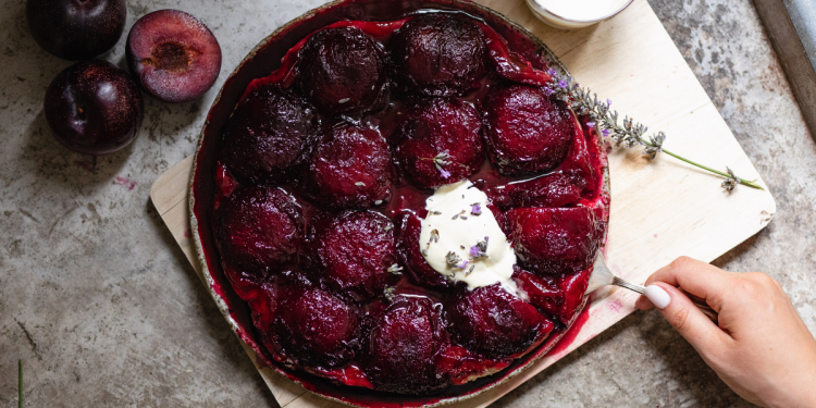 Plum Tarte Tatin Recipe. Image supplied
