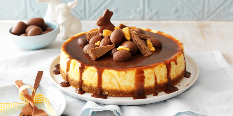 Australian Eggs Easter Chocolate Caramel Cheesecake Recipe. Image supplied