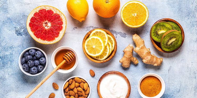 Immune Boosting Foods and Vitamins. Image via Shutterstock.