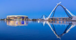 Matagarup Bridge and Optus Stadium. Photographed by Bruce Aspley. Image via Shutterstock.