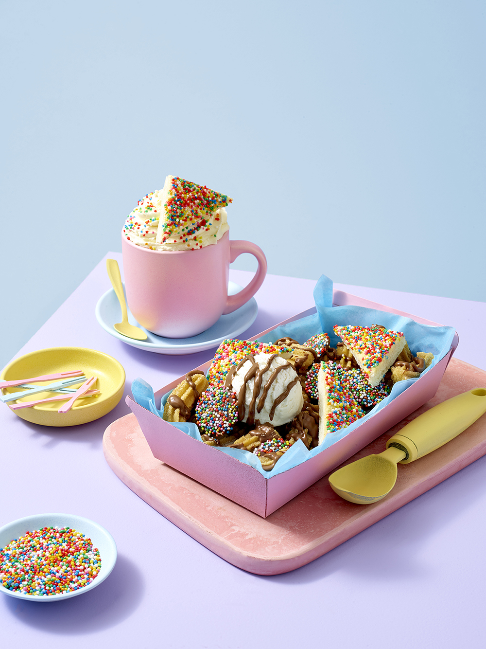 San Churro Fairy Bread Churros Snack Pack and Fairy Bread Hot Chocolate. Image supplied