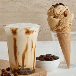 Gelatissimo Australia New Brown Sugar Bubble Milk Tea Gelato Flavour and Drink. Image supplied