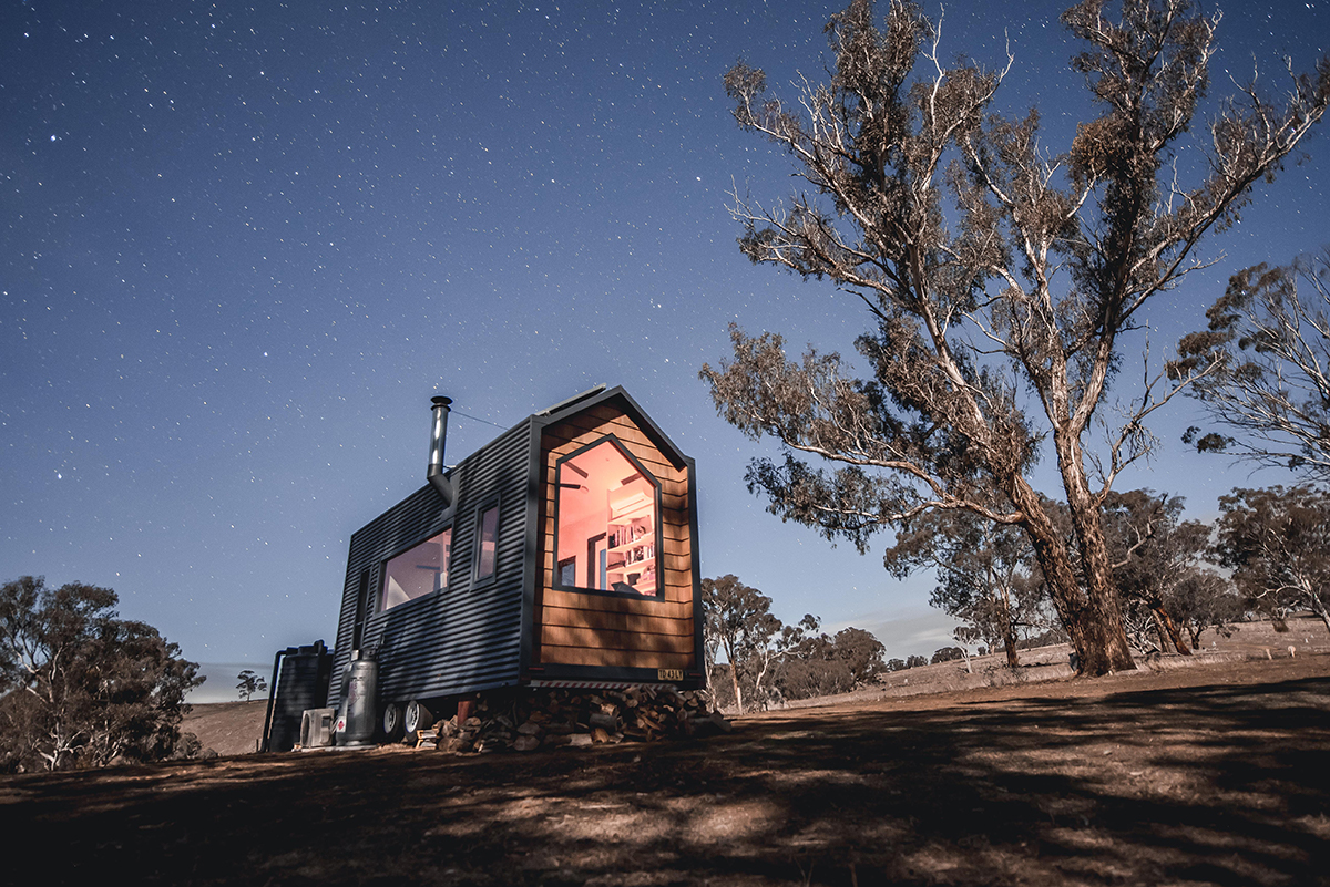 Kindled Tiny Home, New South Wales, exterior and landscape. Image supplied via Kindled