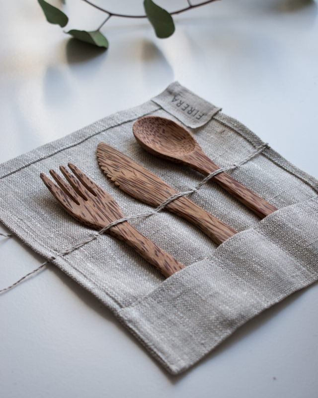 Reuseable wooden cutlery. Photo by Maria Ilves on Unsplash