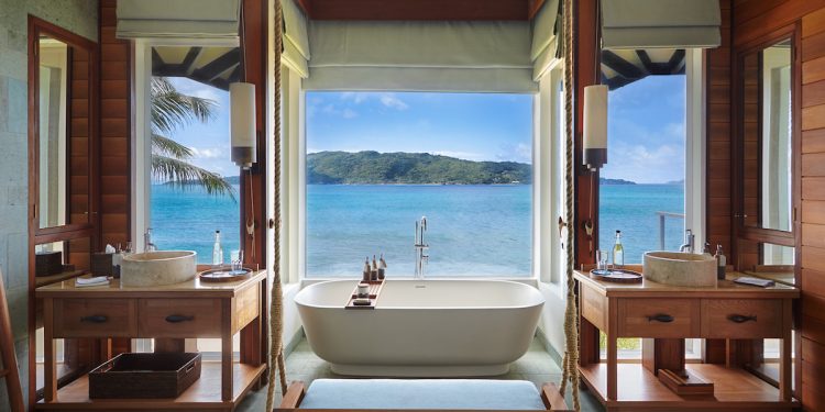 Six Senses Zil Pasyon Seychelles Pool Villa Bathroom. Image supplied