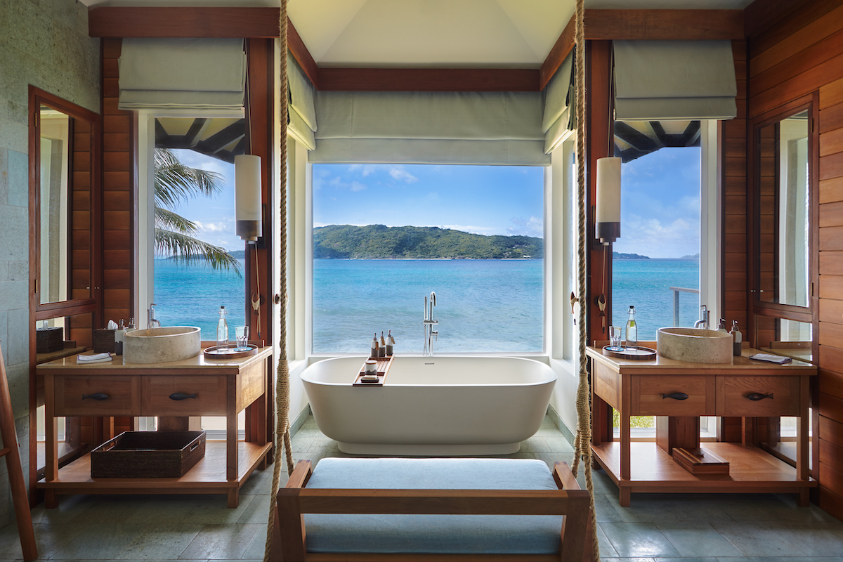 Six Senses Zil Pasyon Seychelles Pool Villa Bathroom. Image supplied