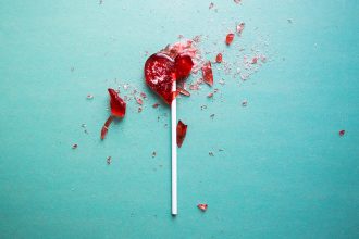 Broken heart lollipop. Image via shutterstock