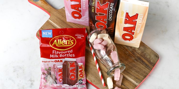 Allen's OAK Flavoured Milk Bottles. Image supplied