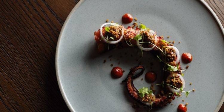 Grilled Octopus. Tequila on York by Tequila Mockingbird. Photographed by Steven Woodburn. Image supplied
