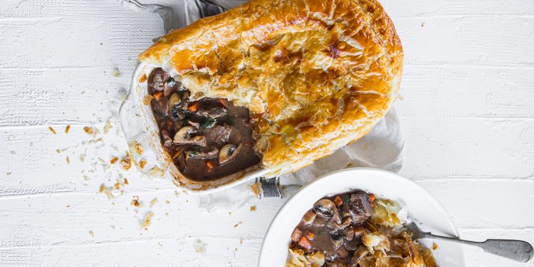 Manu Feildel's Steak and Bacon Pie. Image supplied.