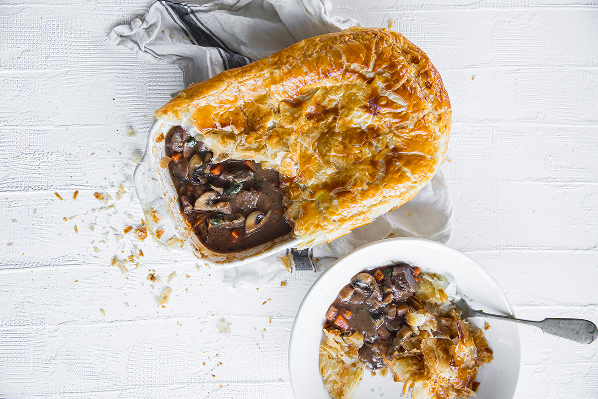 Manu Feildel's Steak and Bacon Pie. Image supplied.