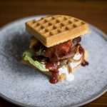 Waffle Burger by Pony Dining The Rocks. Photographed by Anna Kucera. Image supplied