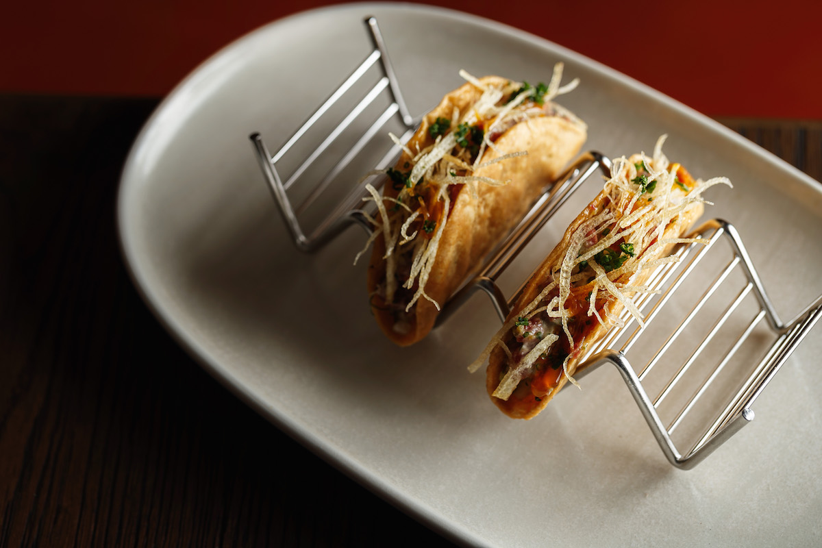 Wagyu Beef Tartare Taco. Tequila on York by Tequila Mockingbird. Photographed by Steven Woodburn. Image supplied