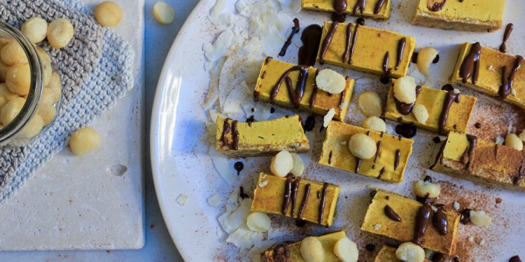 Anti-Inflammatory Turmeric Latté Slice. image supplied. Healthy Luxe x Amazonia collaboration.