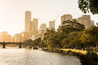 Melbourne City Yarra River Sunset