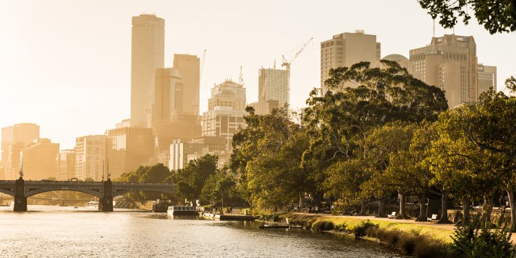 Melbourne City Yarra River Sunset