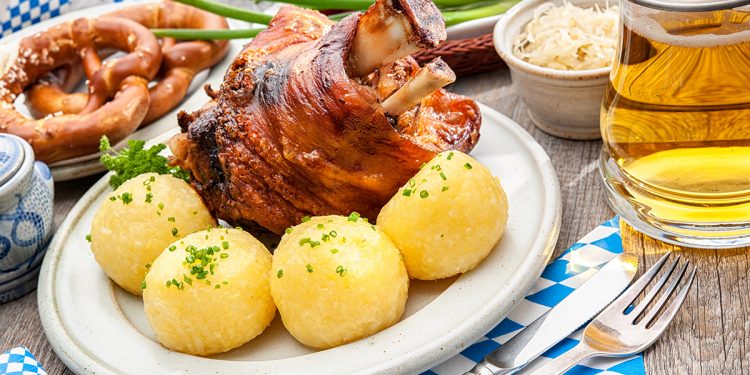 Bavarian pork knuckle. Image Sourced From Shutterstock. Photographed by Alexander Raths.