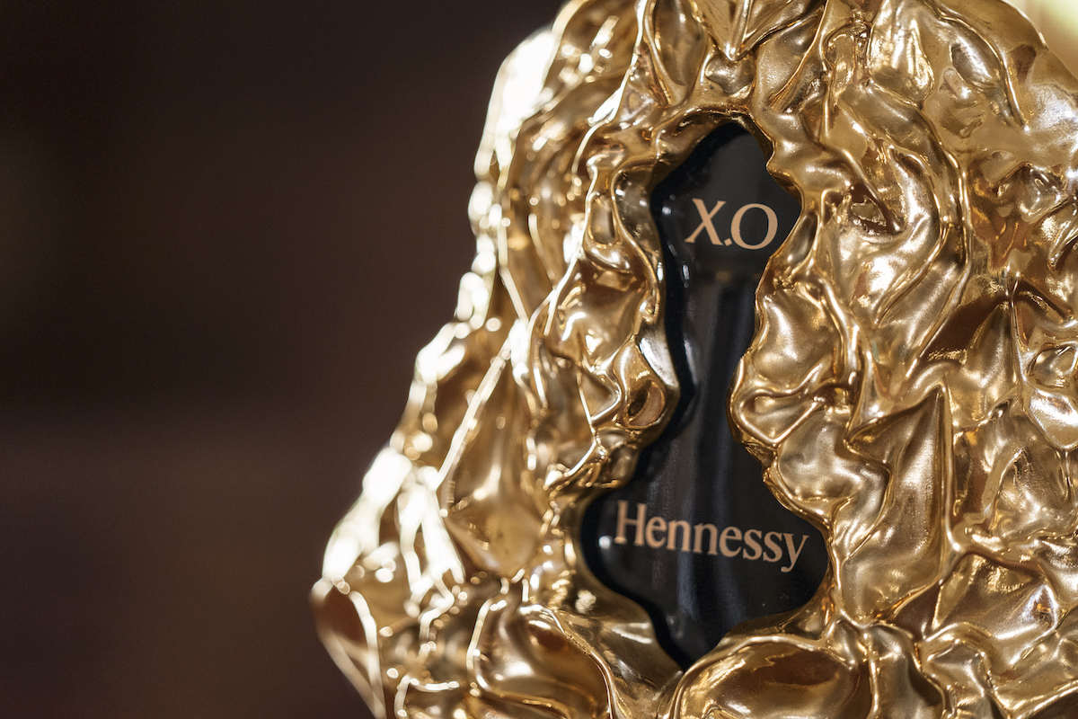 Hennessy X.O Frank Gehry Collaboration. 24 carat gold bottle. Image supplied