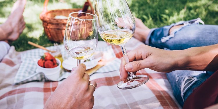 Picnic With White Wine. Sourced Via Shutterstock, Photographed by Soloviova Liudmyla.